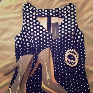 Navy & White Polka-dot Dress
